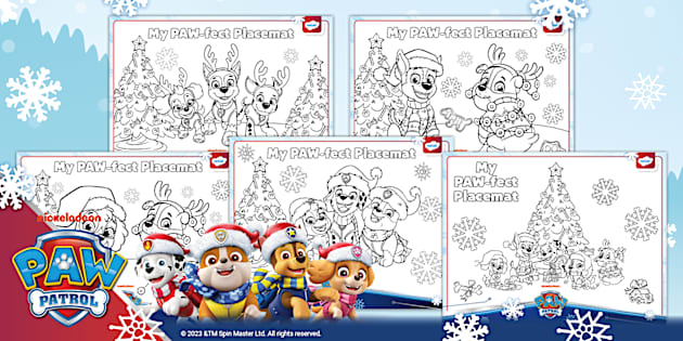 FREE! - PAW Patrol: Christmas Coloring Place Mats - Twinkl