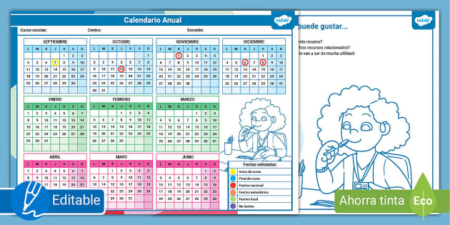 Calendario horizontal 2024 (Teacher-Made) - Twinkl