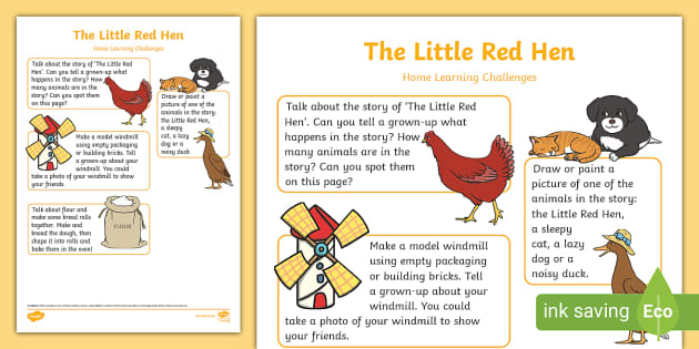 The Little Red Hen Home Learning Challenges Nursery FS1