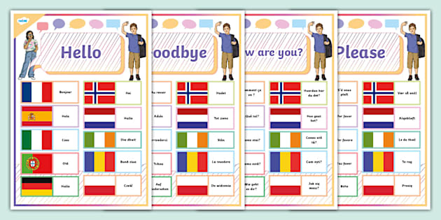 👉 European Day of Languages: Basic Phrases Posters - Twinkl