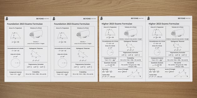 Maths Formula Sheet Igcse Edexcel