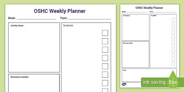 OSHC Weekly Planner (teacher made) - Twinkl