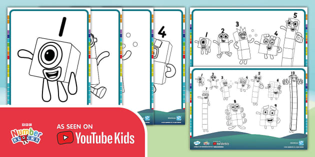 Numberblocks: 1-10 Colouring Pages (teacher made) - Twinkl