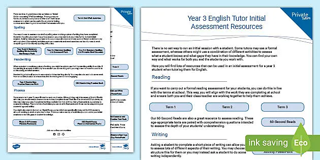 English　Year　Resources　Assessment　Tutor　Initial　Twinkl