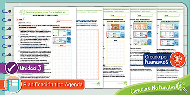 Planificación Unidad 3 Ciencias 1º Básico Agenda