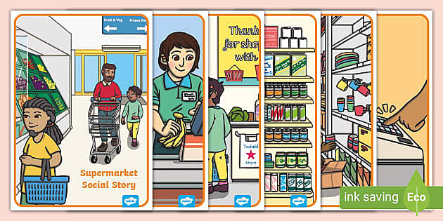 Supermarket Social Story Posters - Twinkl