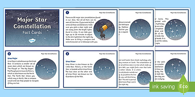Major Star Constellations Fact Cards Teacher Made Twinkl