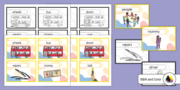 The Wheels On The Bus Nursery Rhyme Flash Cards - Twinkl