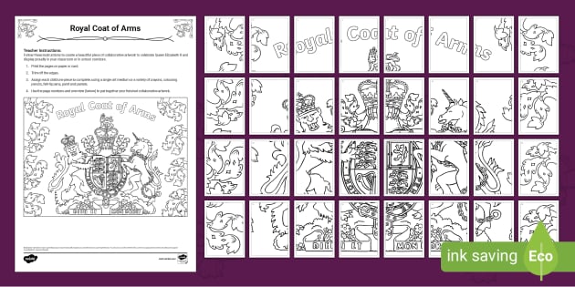 KS1 Royal Coat of Arms Collaborative Colouring Activity