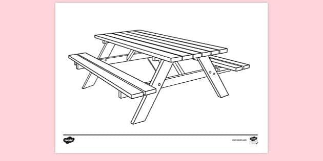 FREE! - Picnic Bench Colouring | Colouring Sheets - Twinkl