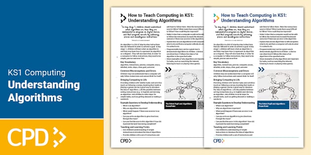 How to Teach Computing in KS1: Understanding Algorithms
