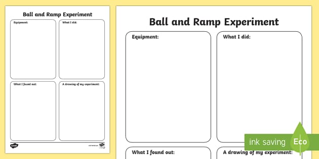 Ball Rolling Experiment Write Up Worksheets - Twinkl