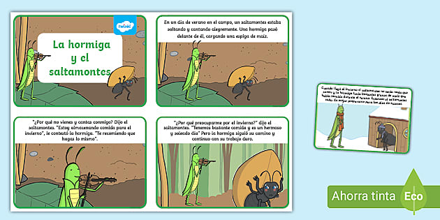 Cuento: La hormiga y el saltamontes- Guía de trabajo