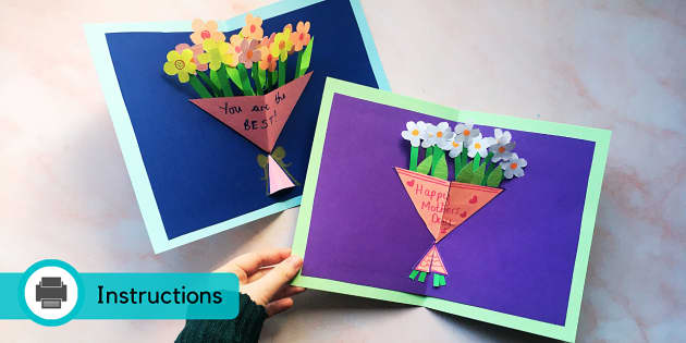 Mothers Day Pop Up Cards Craft Pop Up Flower Bouquet Card photo