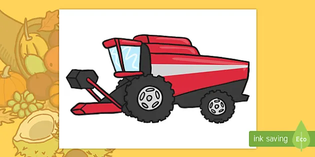 I want a big red tractor in a cartoon