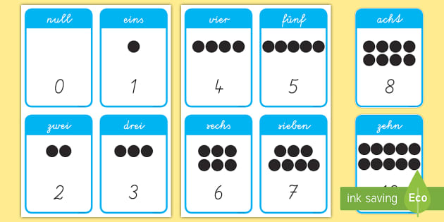 Zahlen 1 bis 10 Wort-und Bildkarten (teacher made) - Twinkl