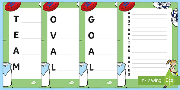 Australian Football League (AFL) Poem: Acrostic Template