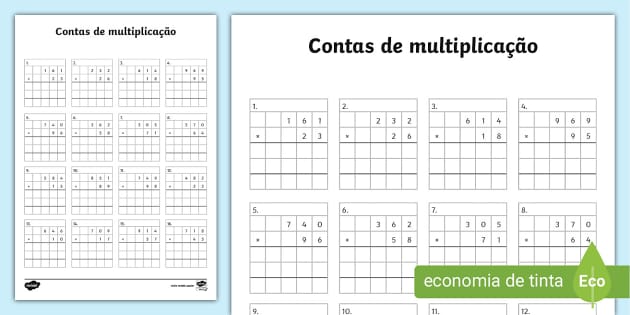 Multiplicação de vários dígitos e o algoritmo padrão imprimível 3ª