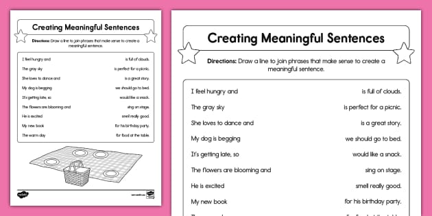 Second Grade Creating Meaningful Sentences Activity - Twinkl