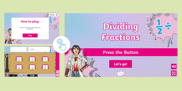 Free 👉 Dividing Fractions Press The Button Game Ks2 Revision 9291