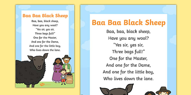 Baa Baa Black Sheep Rhyme Display Poster (teacher made)