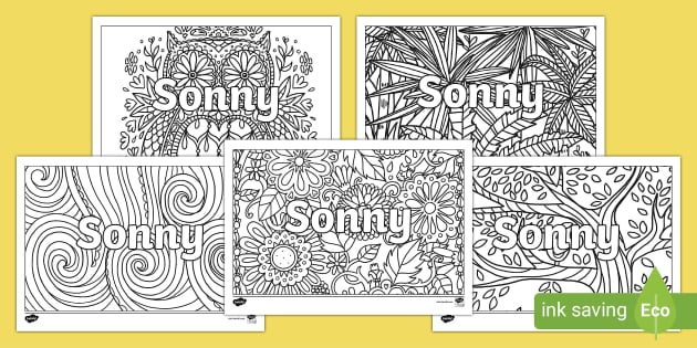 Free Sonny Mindfulness Name Colouring Activity Twinkl