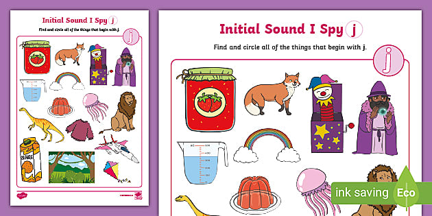 initial sounds i spy activity letter j teacher made