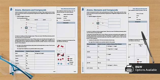 atoms elements and compounds worksheets beyond