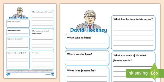 David Hockney Fact File Template (teacher made) - Twinkl