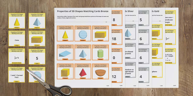 Properties of 3D Shapes Matching Cards | KS3 Maths | Beyond