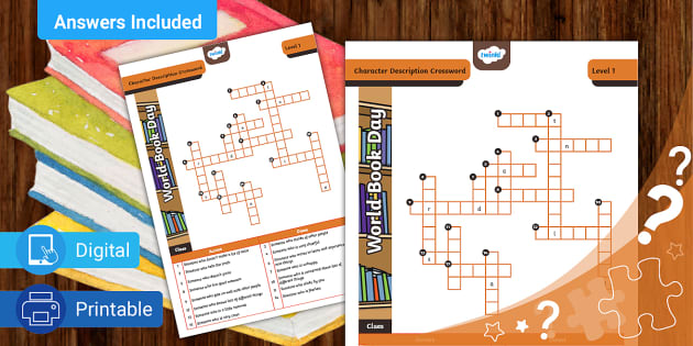 FREE! - World Book Day Character Description Crossword - L1 ...