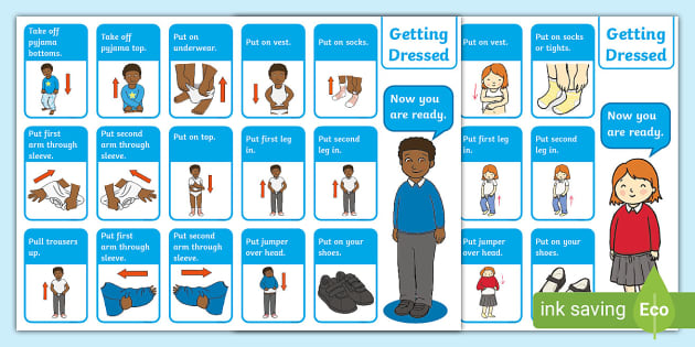 Getting Dressed Social Story And Step By Step Direction Cards For Boy 