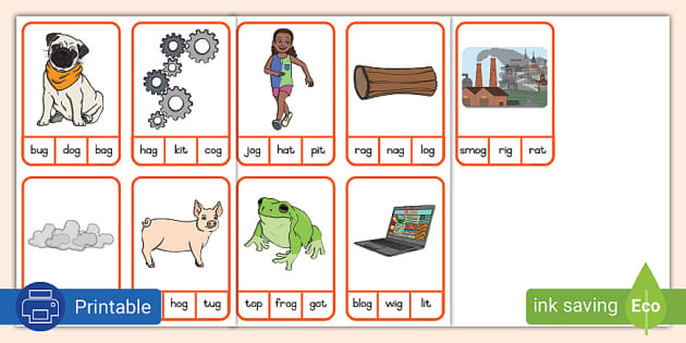 Grade 1 Phonics: -og Sound Peg Card Activity - Twinkl