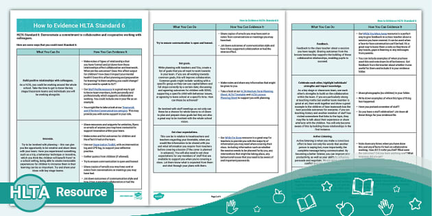 How to Evidence HLTA Standard 6 (teacher made) - Twinkl