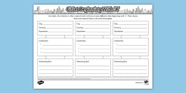 Cities Beginning with the Letter 'X' Research Activity