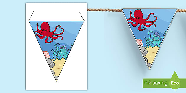 FREE! - Pair of 8 Leg Octopus Underwater Theme Bunting