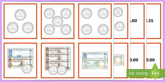 money in the uae matching cards teacher made