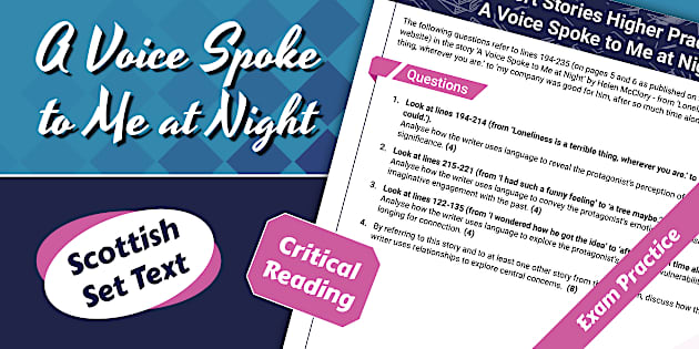 Scottish Text Examples Higher Practice Paper: A Voice Spoke to Me at Night