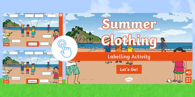 Summer Clothing Interactive Labelling Activity - Twinkl