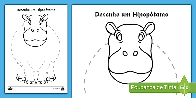 Ligue o ponto e complete a imagem jogo de desenho de hipopótamo para  colorir simples para crianças