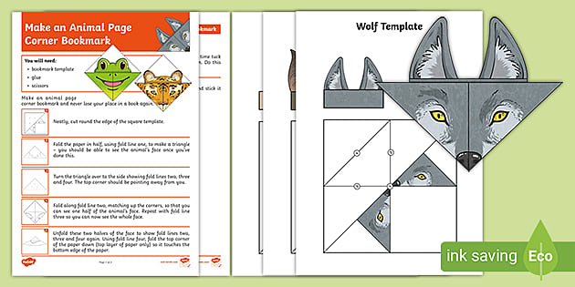Origami Animal Bookmarks | Corner Bookmarks | Twinkl