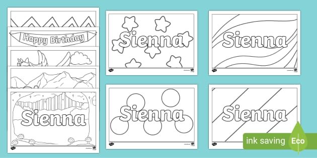 FREE! - Sienna Name Simple Colouring Activity Sheets|Twinkl Resource
