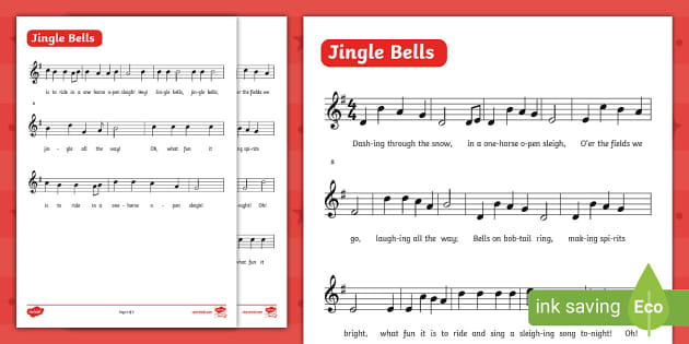 Jingle Bells Piano Sheet Music, Easy with Lyrics [PDF]