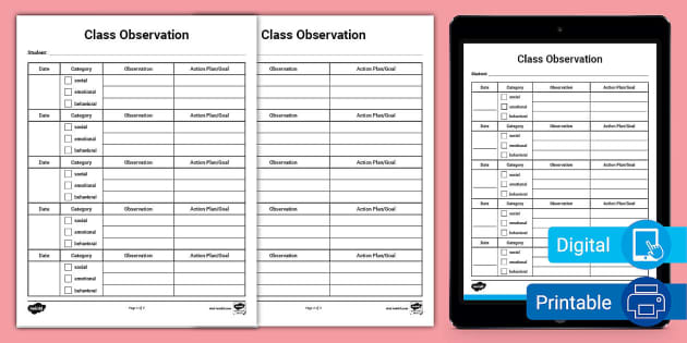 Class Observation Teacher Notes (teacher made) - Twinkl