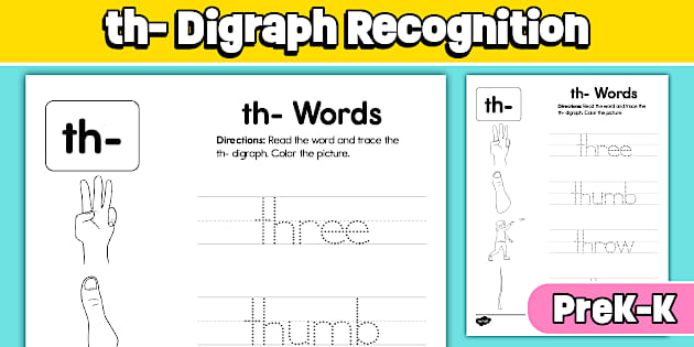 th- Words: Digraph Recognition Worksheet for PreK-K