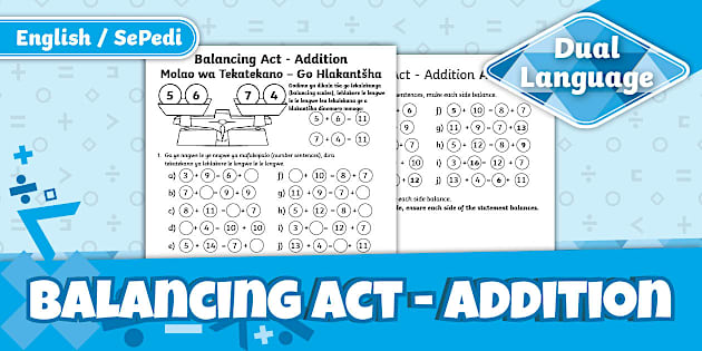 Grade 4 Maths - Term 1 - Balancing Act Addition Worksheet - Sepedi ...
