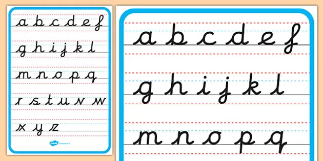 literacy resource Phonics SEN A4 Laminated Cursive alphabet poster EYFS/KS1 