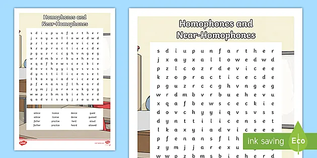 Homophones And Near Homophones Word Search Uks2