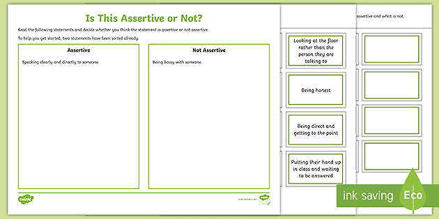 is this assertive behavior or not sorting activity