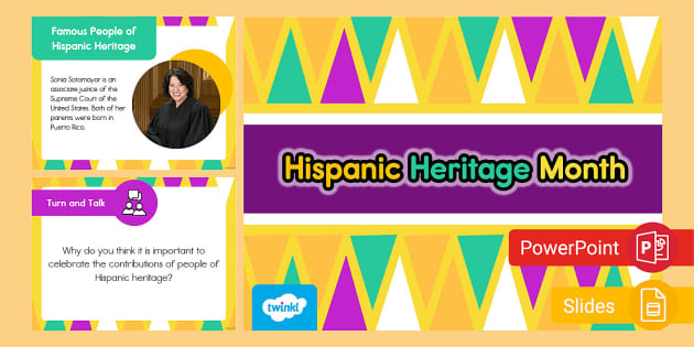 Hispanic Heritage Month PowerPoint Google Slides for K 2nd Grade